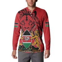 Kenya Button Sweatshirt Coat Of Arms With Kente Patterns - Wonder Print Shop