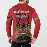 Kenya Button Sweatshirt Coat Of Arms With Kente Patterns - Wonder Print Shop