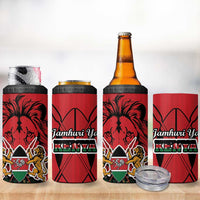 Kenya 4 in 1 Can Cooler Tumbler Coat Of Arms With Kente Patterns - Wonder Print Shop