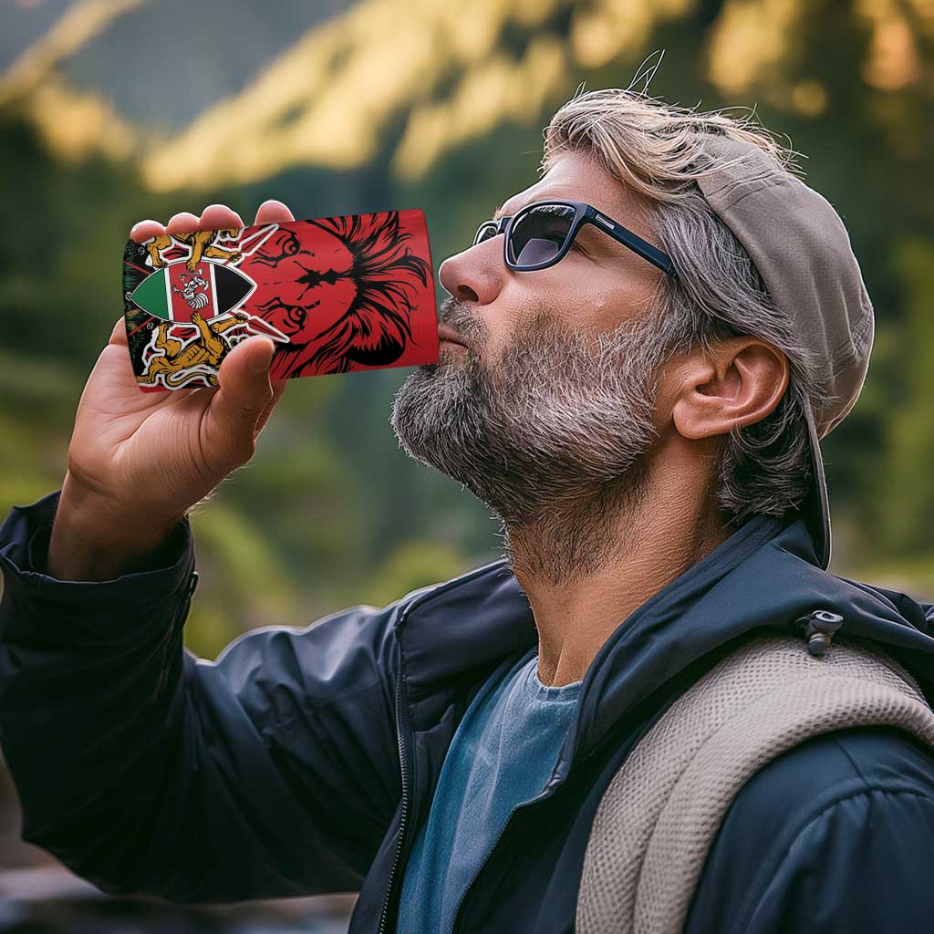 Kenya 4 in 1 Can Cooler Tumbler Coat Of Arms With Kente Patterns - Wonder Print Shop