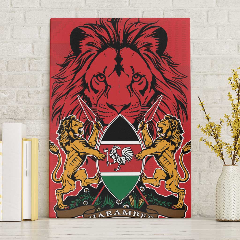 Kenya Canvas Wall Art Coat Of Arms With Kente Patterns - Wonder Print Shop