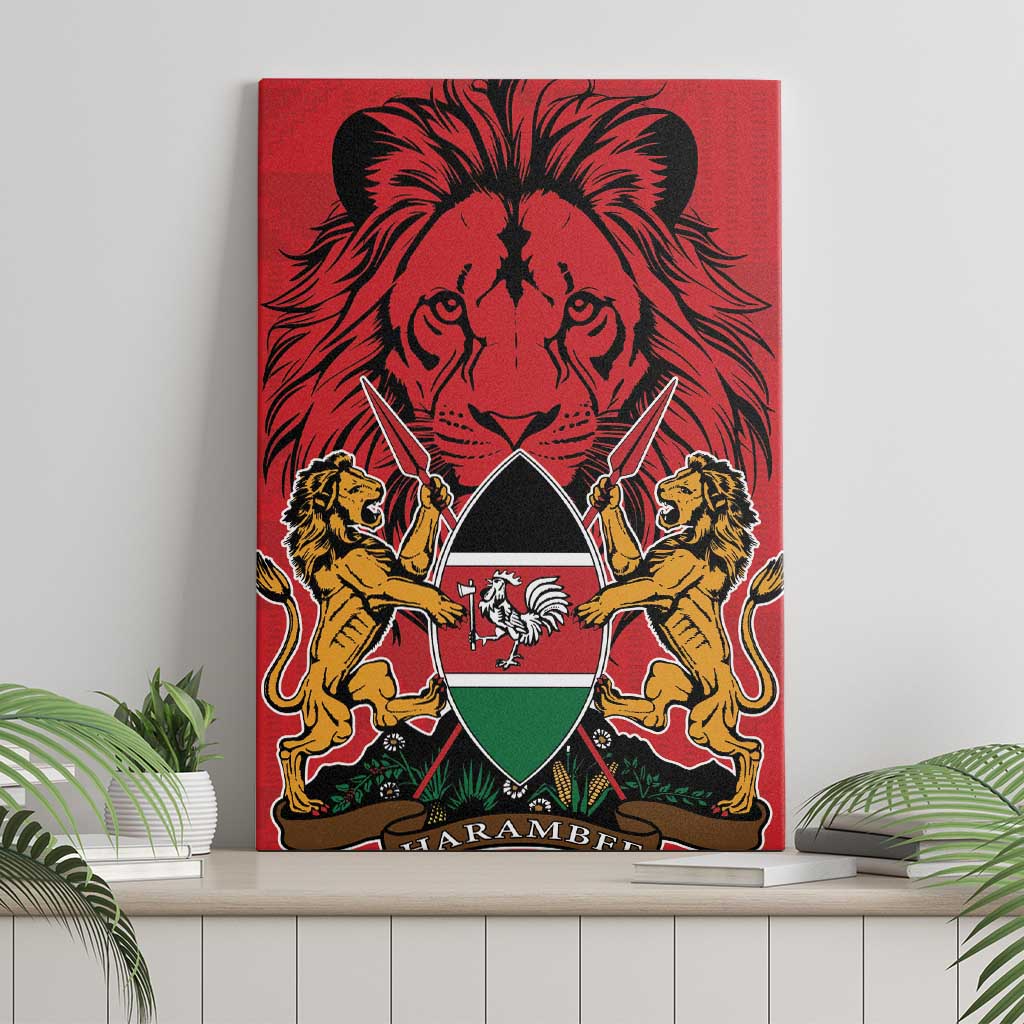 Kenya Canvas Wall Art Coat Of Arms With Kente Patterns - Wonder Print Shop