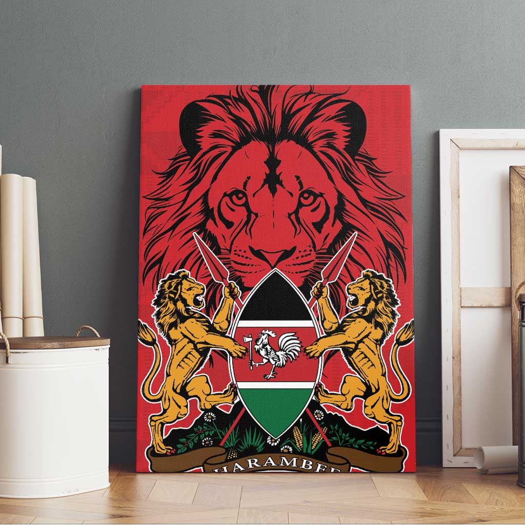 Kenya Canvas Wall Art Coat Of Arms With Kente Patterns - Wonder Print Shop