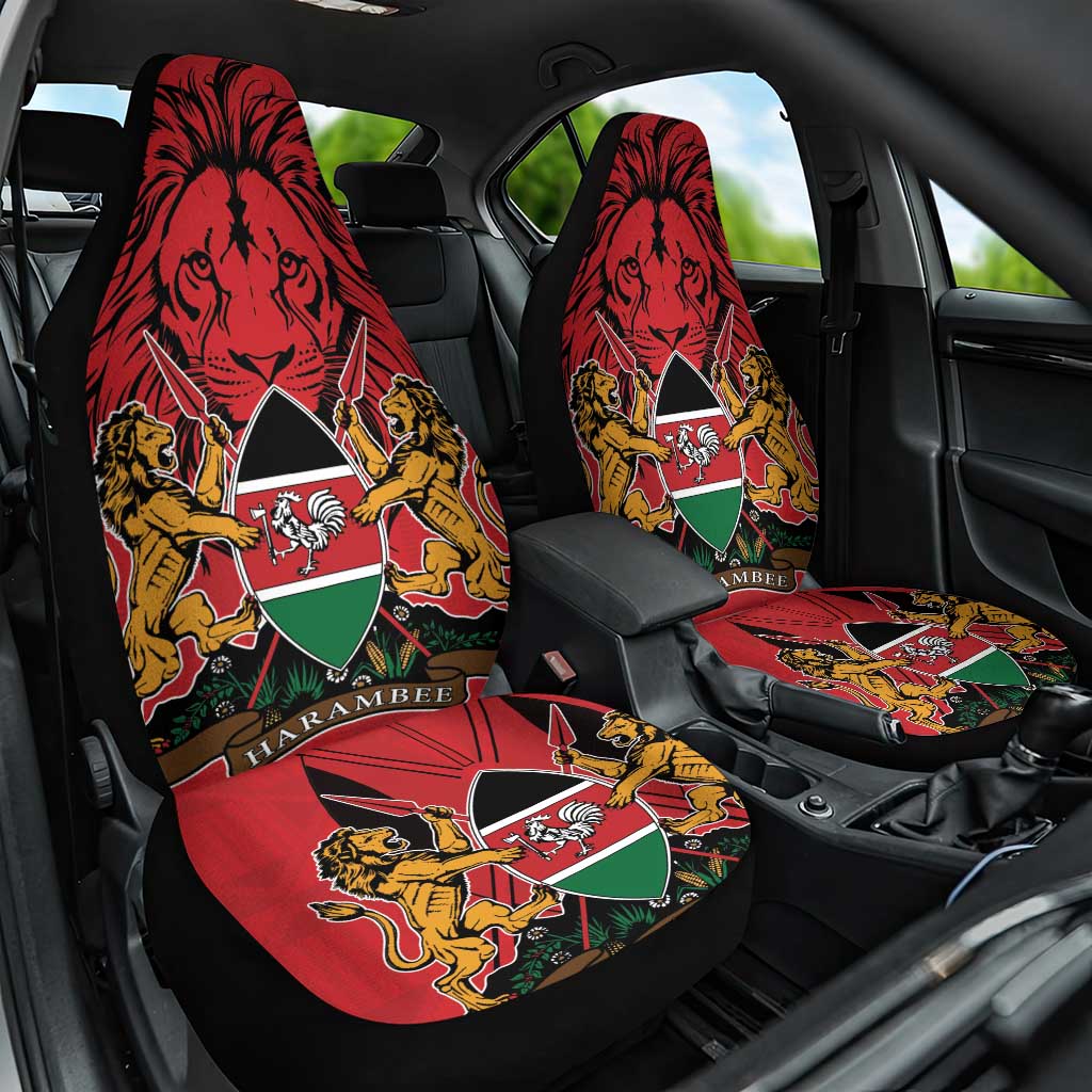Kenya Car Seat Cover Coat Of Arms With Kente Patterns - Wonder Print Shop