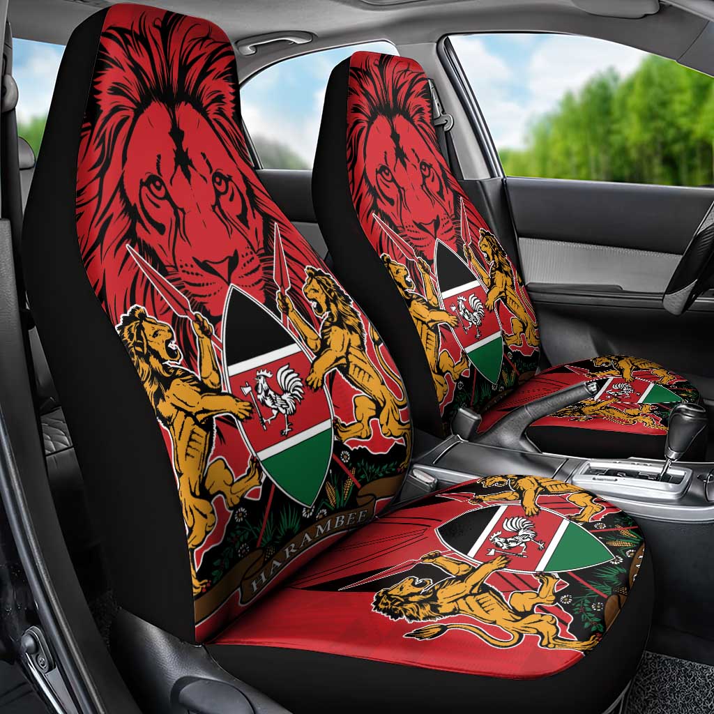 Kenya Car Seat Cover Coat Of Arms With Kente Patterns - Wonder Print Shop