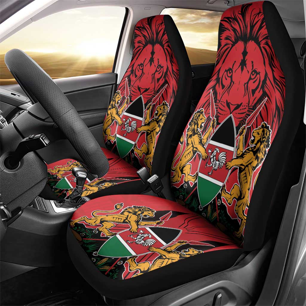 Kenya Car Seat Cover Coat Of Arms With Kente Patterns - Wonder Print Shop