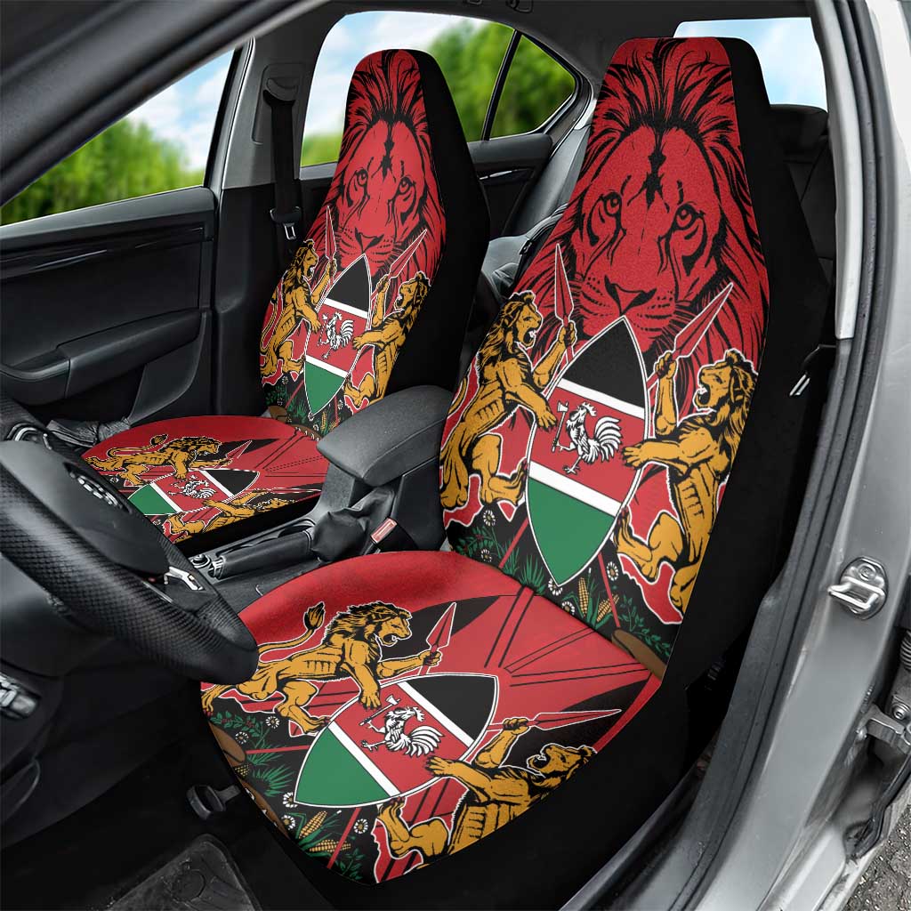 Kenya Car Seat Cover Coat Of Arms With Kente Patterns - Wonder Print Shop