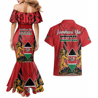 Kenya Couples Matching Mermaid Dress and Hawaiian Shirt Coat Of Arms With Kente Patterns - Wonder Print Shop