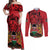 Kenya Couples Matching Off Shoulder Maxi Dress and Long Sleeve Button Shirt Coat Of Arms With Kente Patterns - Wonder Print Shop