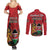 Kenya Couples Matching Summer Maxi Dress and Long Sleeve Button Shirt Coat Of Arms With Kente Patterns - Wonder Print Shop