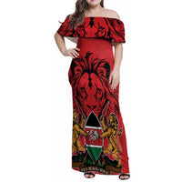 Kenya Family Matching Off Shoulder Maxi Dress and Hawaiian Shirt Coat Of Arms With Kente Patterns - Wonder Print Shop