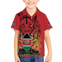 Kenya Family Matching Off Shoulder Maxi Dress and Hawaiian Shirt Coat Of Arms With Kente Patterns - Wonder Print Shop