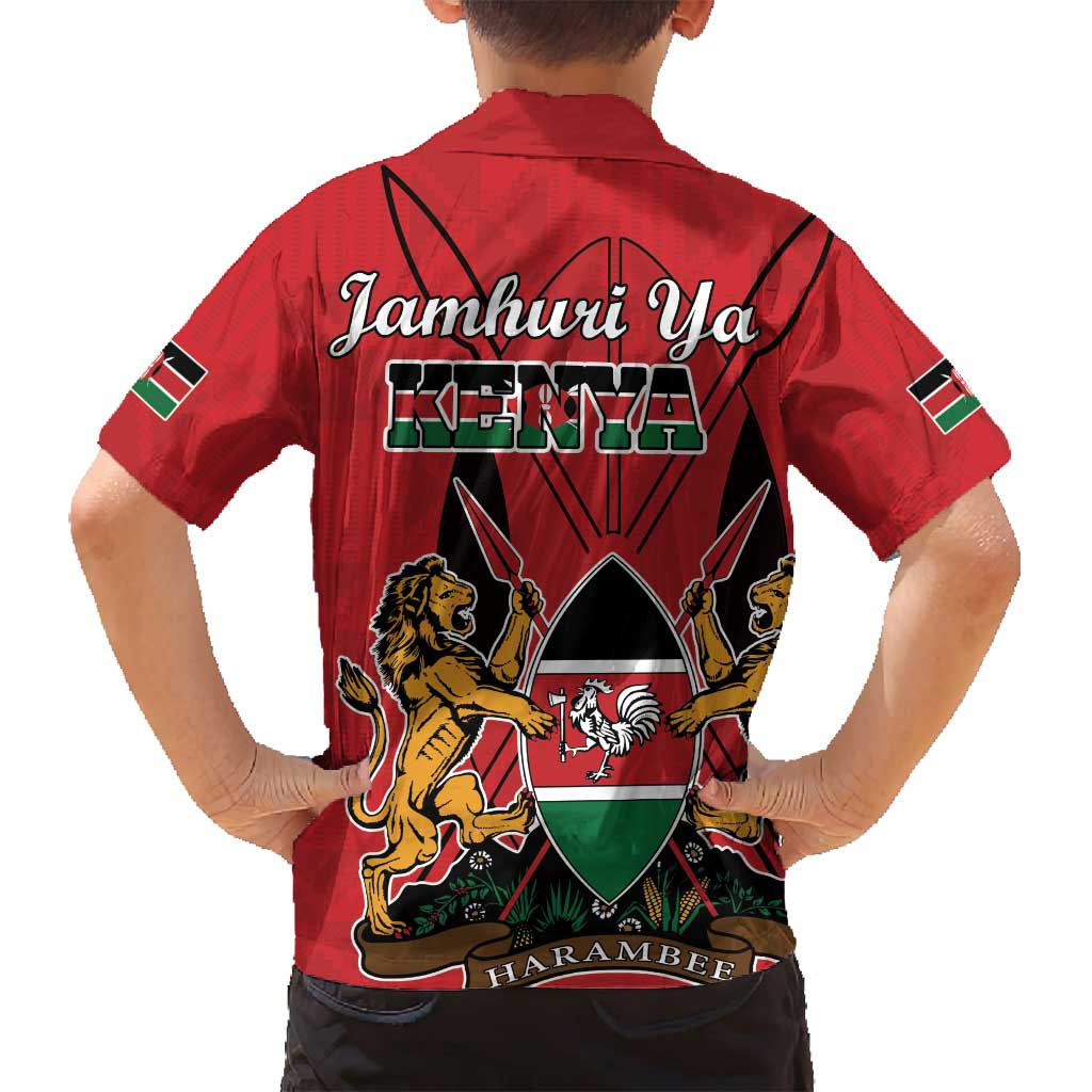 Kenya Family Matching Summer Maxi Dress and Hawaiian Shirt Coat Of Arms With Kente Patterns - Wonder Print Shop