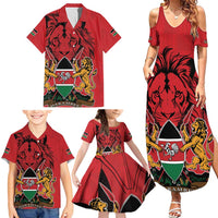 Kenya Family Matching Summer Maxi Dress and Hawaiian Shirt Coat Of Arms With Kente Patterns - Wonder Print Shop