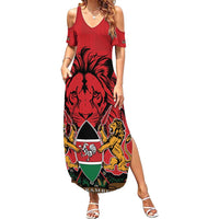 Kenya Family Matching Summer Maxi Dress and Hawaiian Shirt Coat Of Arms With Kente Patterns - Wonder Print Shop