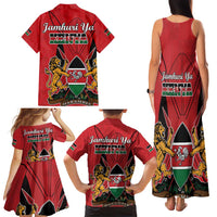 Kenya Family Matching Tank Maxi Dress and Hawaiian Shirt Coat Of Arms With Kente Patterns - Wonder Print Shop