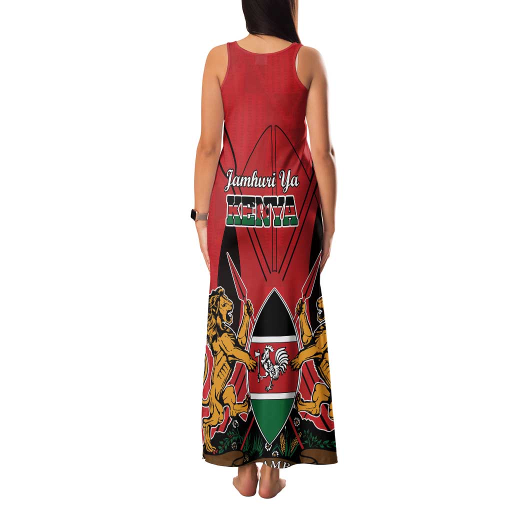 Kenya Family Matching Tank Maxi Dress and Hawaiian Shirt Coat Of Arms With Kente Patterns - Wonder Print Shop