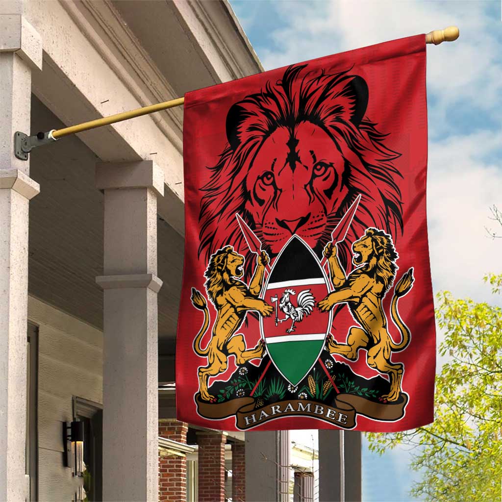 Kenya Garden Flag Coat Of Arms With Kente Patterns - Wonder Print Shop