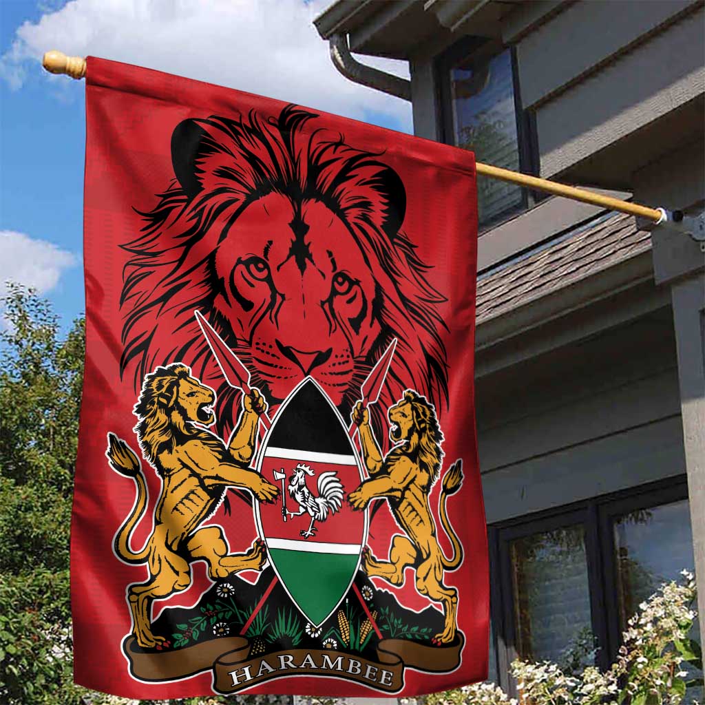 Kenya Garden Flag Coat Of Arms With Kente Patterns - Wonder Print Shop
