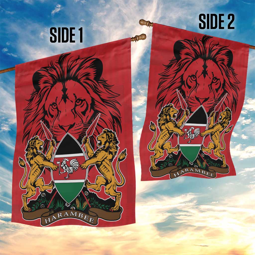 Kenya Garden Flag Coat Of Arms With Kente Patterns - Wonder Print Shop
