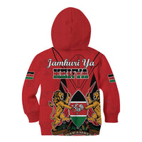 Kenya Kid Hoodie Coat Of Arms With Kente Patterns - Wonder Print Shop