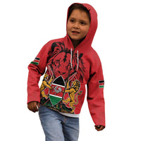 Kenya Kid Hoodie Coat Of Arms With Kente Patterns - Wonder Print Shop