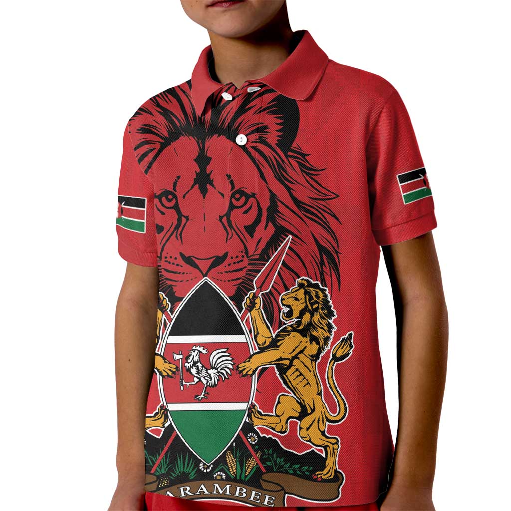 Kenya Kid Polo Shirt Coat Of Arms With Kente Patterns - Wonder Print Shop