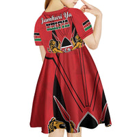 Kenya Kid Short Sleeve Dress Coat Of Arms With Kente Patterns - Wonder Print Shop