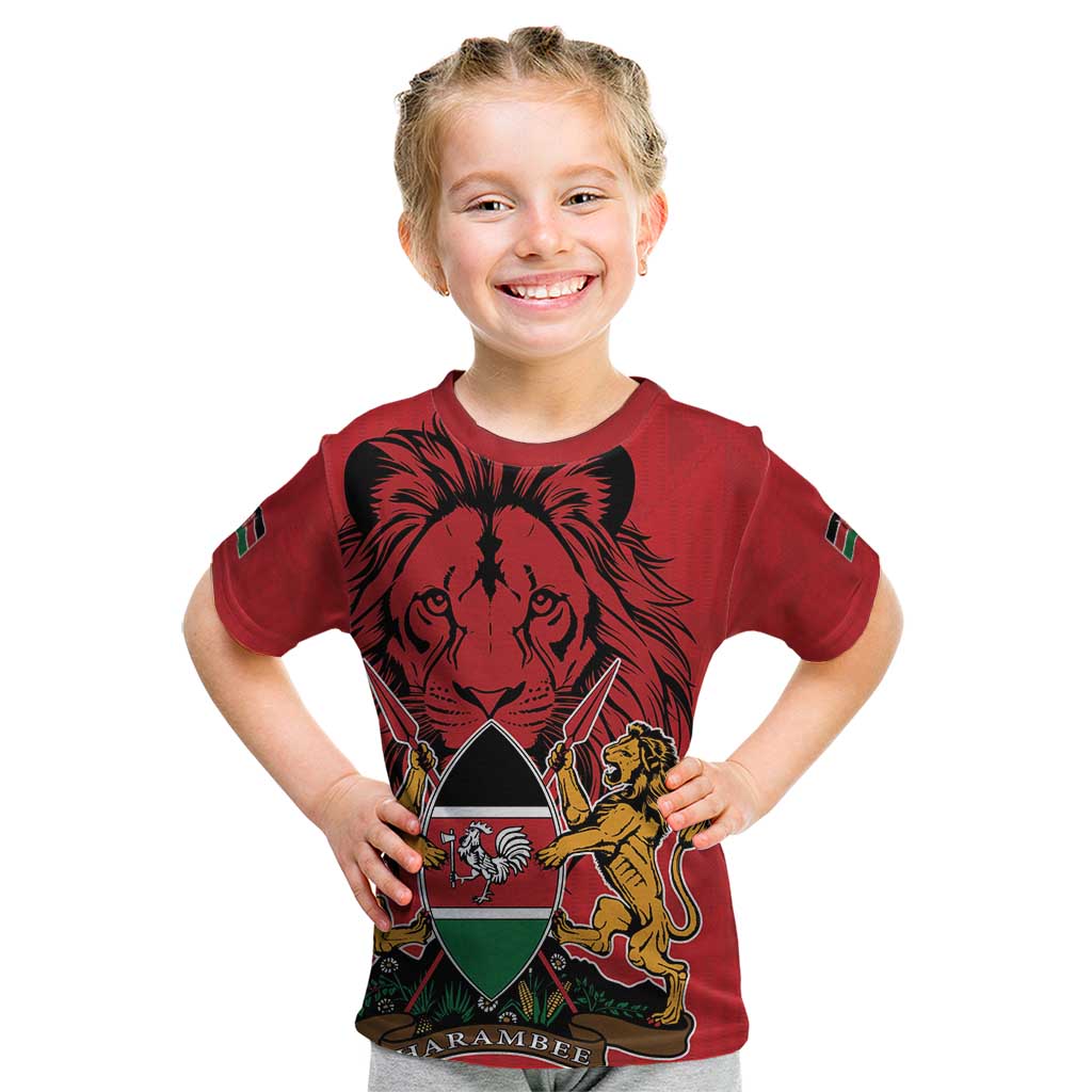 Kenya Kid T Shirt Coat Of Arms With Kente Patterns - Wonder Print Shop