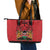 Kenya Leather Tote Bag Coat Of Arms With Kente Patterns - Wonder Print Shop