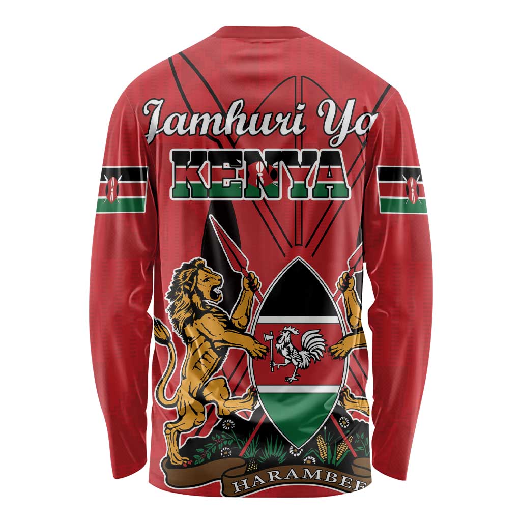 Kenya Long Sleeve Shirt Coat Of Arms With Kente Patterns - Wonder Print Shop