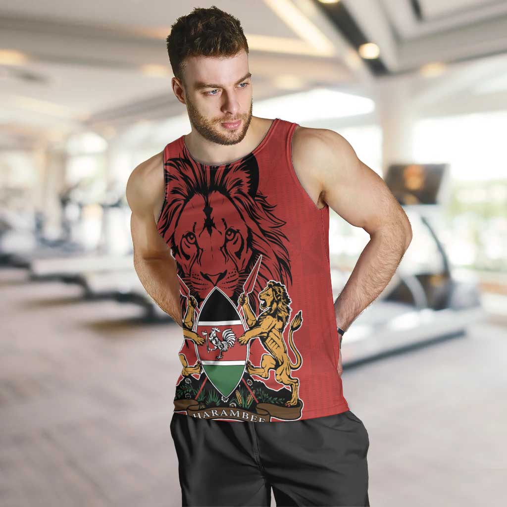 Kenya Men Tank Top Coat Of Arms With Kente Patterns - Wonder Print Shop