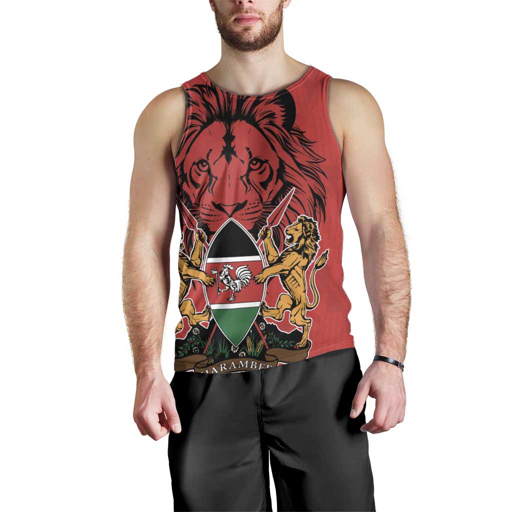 Kenya Men Tank Top Coat Of Arms With Kente Patterns - Wonder Print Shop