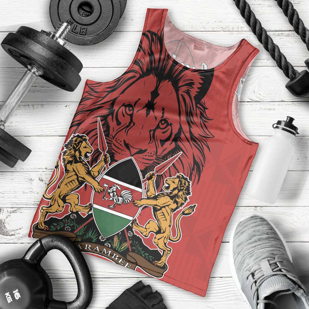 Kenya Men Tank Top Coat Of Arms With Kente Patterns - Wonder Print Shop