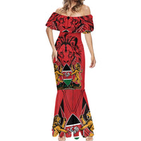Kenya Mermaid Dress Coat Of Arms With Kente Patterns - Wonder Print Shop