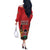 Kenya Off The Shoulder Long Sleeve Dress Coat Of Arms With Kente Patterns - Wonder Print Shop