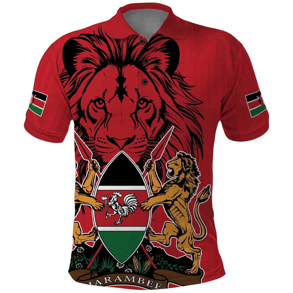 Kenya Polo Shirt Coat Of Arms With Kente Patterns - Wonder Print Shop