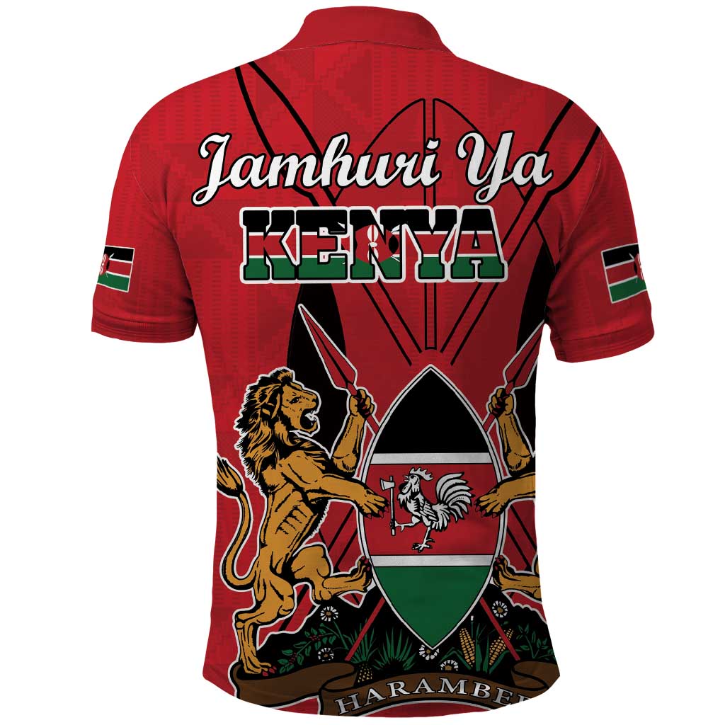 Kenya Polo Shirt Coat Of Arms With Kente Patterns - Wonder Print Shop