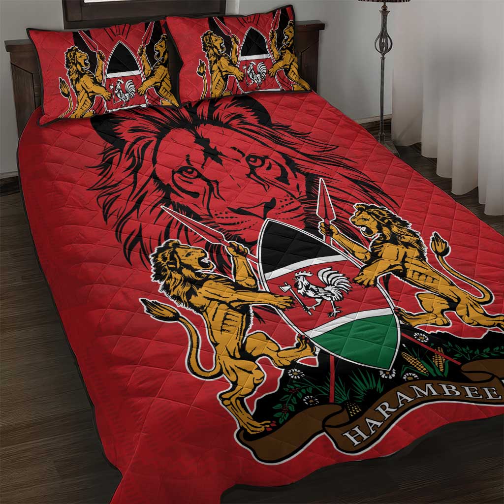 Kenya Quilt Bed Set Coat Of Arms With Kente Patterns - Wonder Print Shop