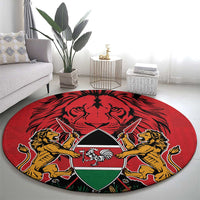 Kenya Round Carpet Coat Of Arms With Kente Patterns