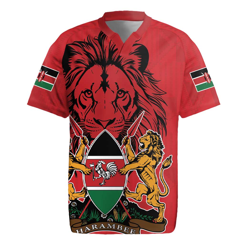 Kenya Rugby Jersey Coat Of Arms With Kente Patterns - Wonder Print Shop