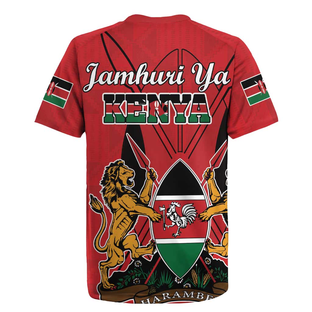 Kenya Rugby Jersey Coat Of Arms With Kente Patterns - Wonder Print Shop