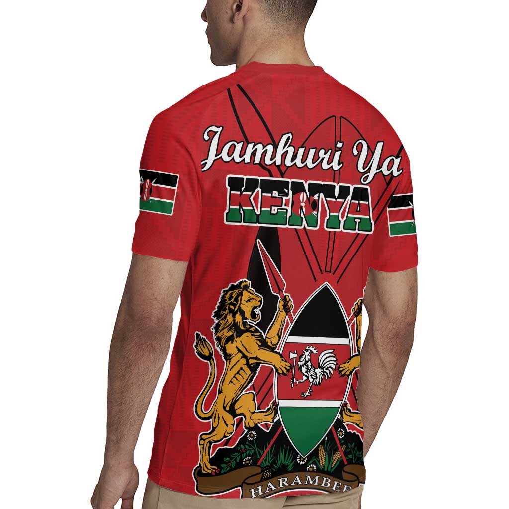 Kenya Rugby Jersey Coat Of Arms With Kente Patterns - Wonder Print Shop