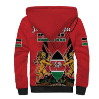 Kenya Sherpa Hoodie Coat Of Arms With Kente Patterns - Wonder Print Shop