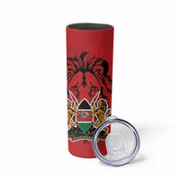 Kenya Skinny Tumbler Coat Of Arms With Kente Patterns - Wonder Print Shop