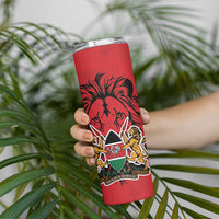 Kenya Skinny Tumbler Coat Of Arms With Kente Patterns - Wonder Print Shop
