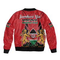 Kenya Sleeve Zip Bomber Jacket Coat Of Arms With Kente Patterns - Wonder Print Shop