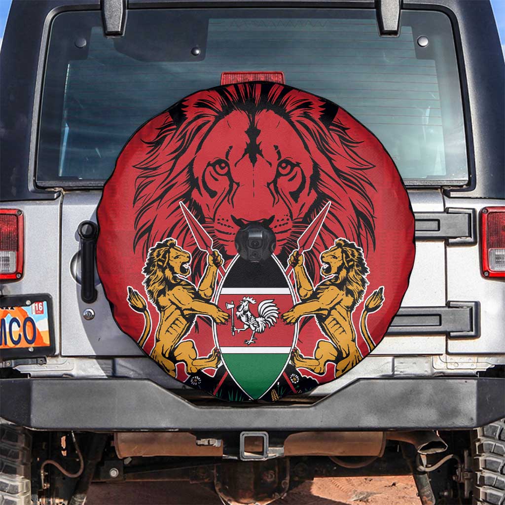 Kenya Spare Tire Cover Coat Of Arms With Kente Patterns - Wonder Print Shop