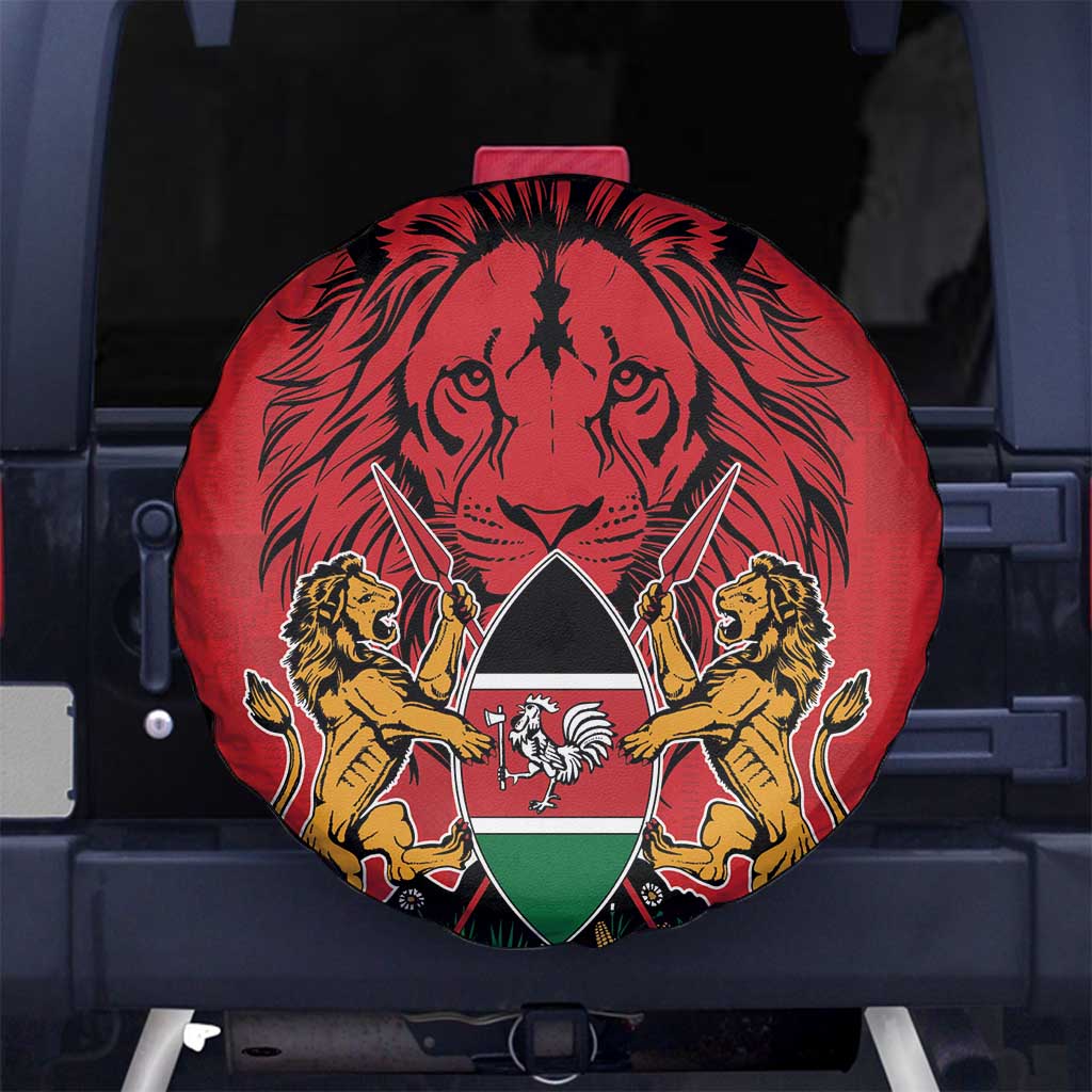 Kenya Spare Tire Cover Coat Of Arms With Kente Patterns - Wonder Print Shop