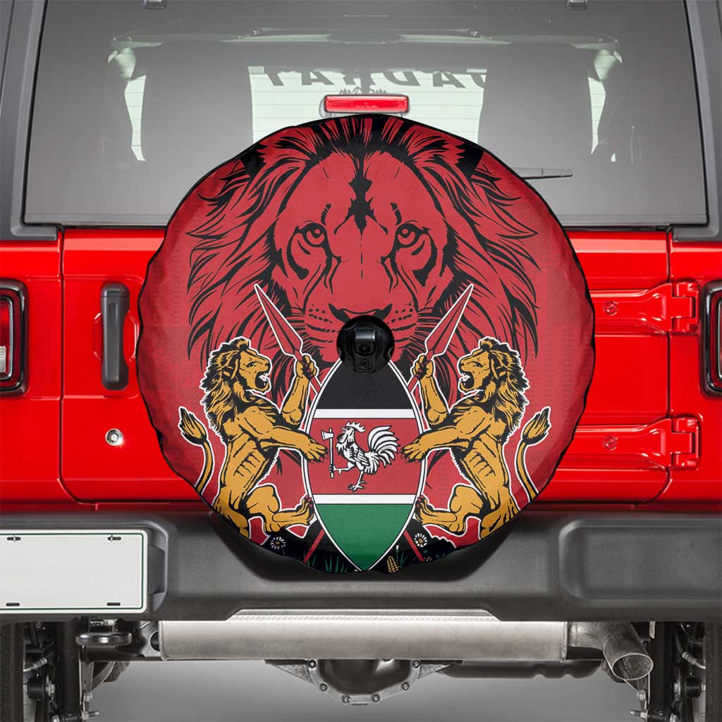 Kenya Spare Tire Cover Coat Of Arms With Kente Patterns - Wonder Print Shop